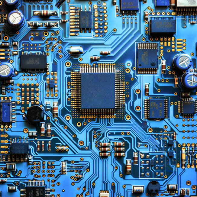 top-down photo of computer board